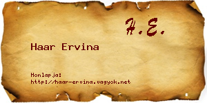 Haar Ervina névjegykártya